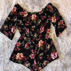 Black Floral Romper